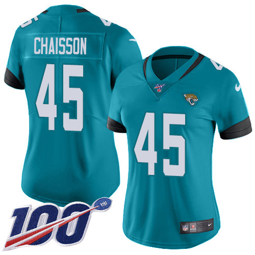 Nike Jacksonville Jaguars #45 KLavon Chaisson Teal Green Alternate Women Stitched NFL 100th Season Vapor Untouchable Limited Jersey->women nfl jersey->Women Jersey